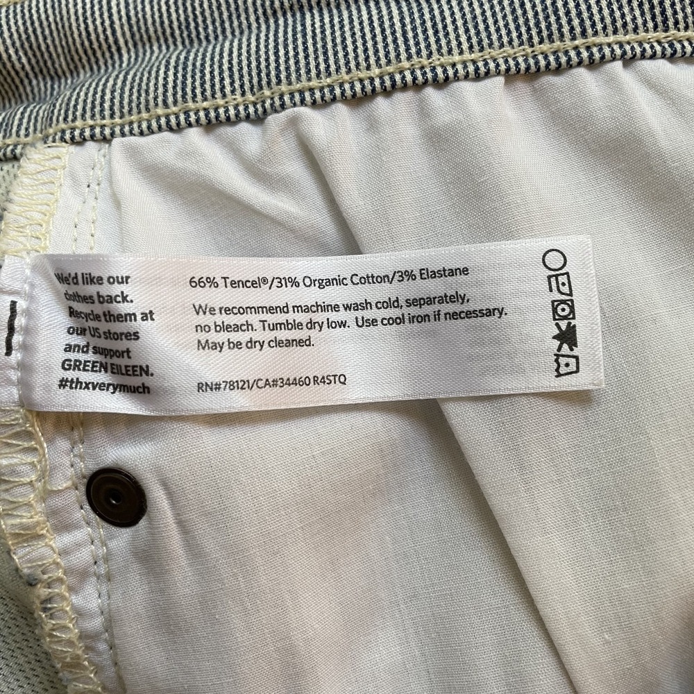 Eileen Fisher Railroad Striped Skinny Jeans Blue White Size 8 Minimalist Stretch - Picture 8 of 9